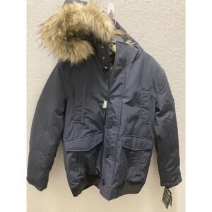 Alpine North Outwear Men Small Navy Blue Down/Faux Fur Glow Parka AN9000E Hood
